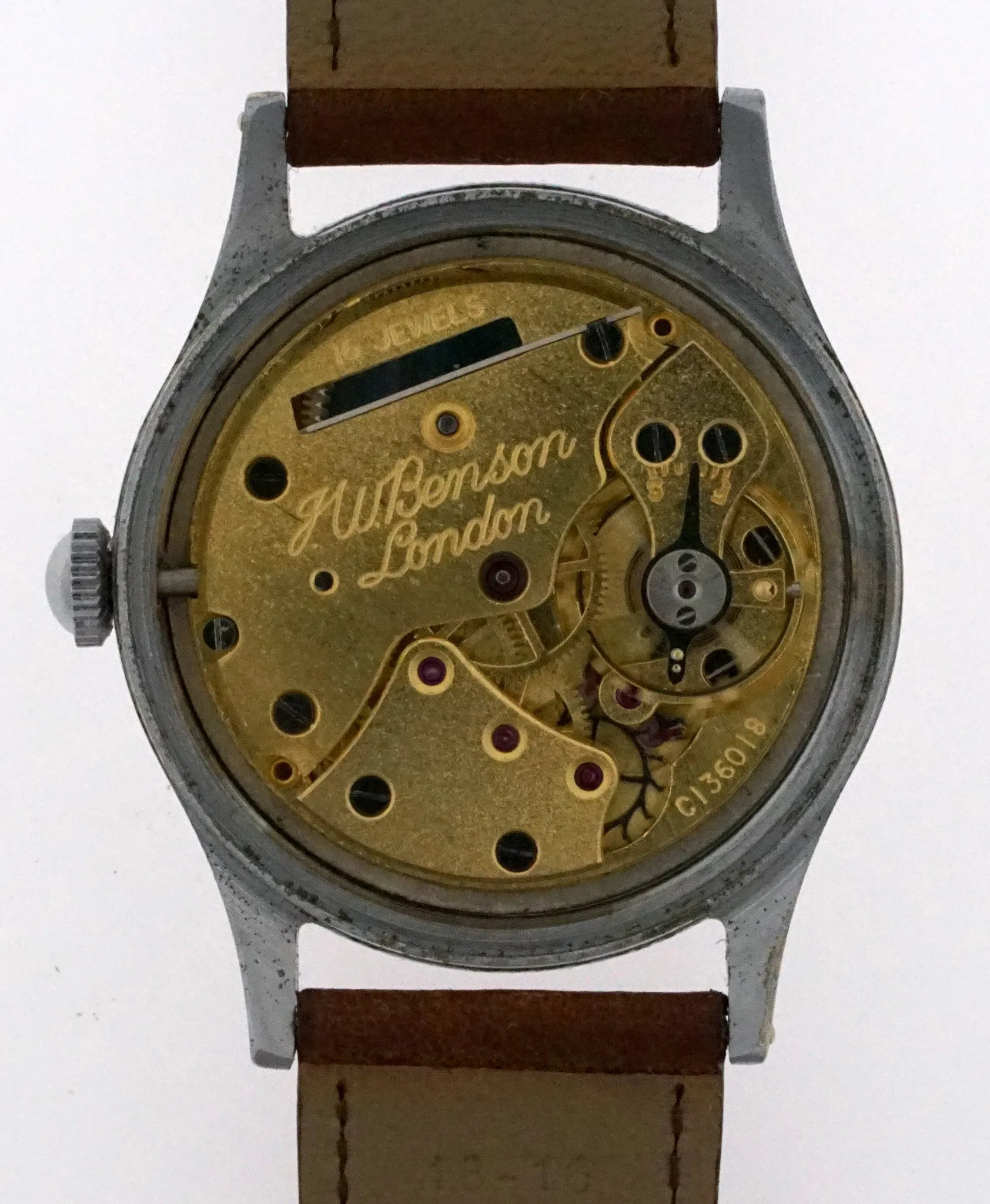 J W BENSON LONDON SMITHS MADE IN ENGLAND ROMAN NUMERAL DIAL DENNISON AQUATITE CASE C 1953 3