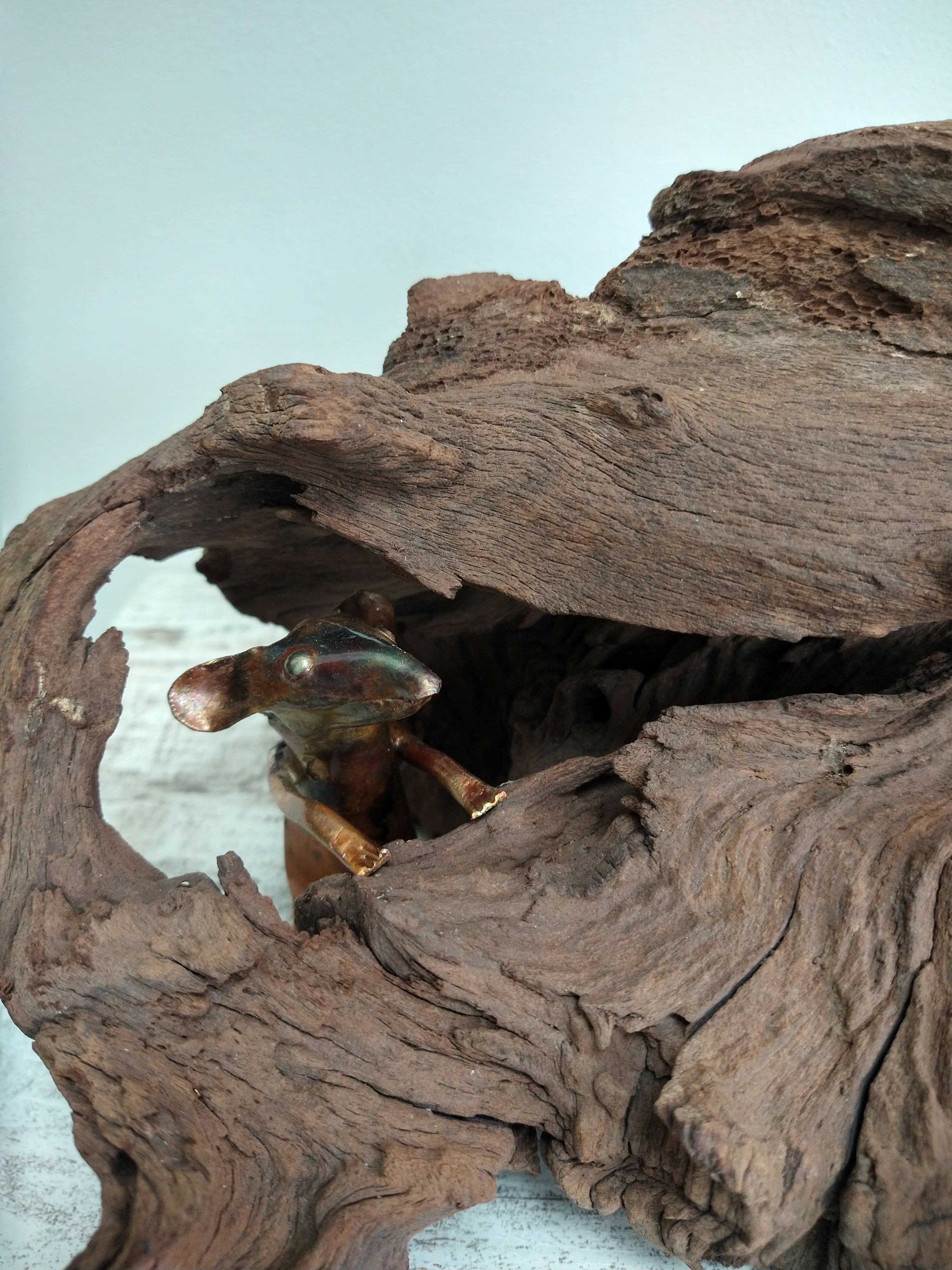 Kingfisher and mouse sculpture