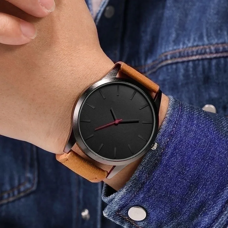 Large Dial Sports Style Men's Watch Simple Frosted Belt Quartz Watch Male Fashion Watches  Wholesale