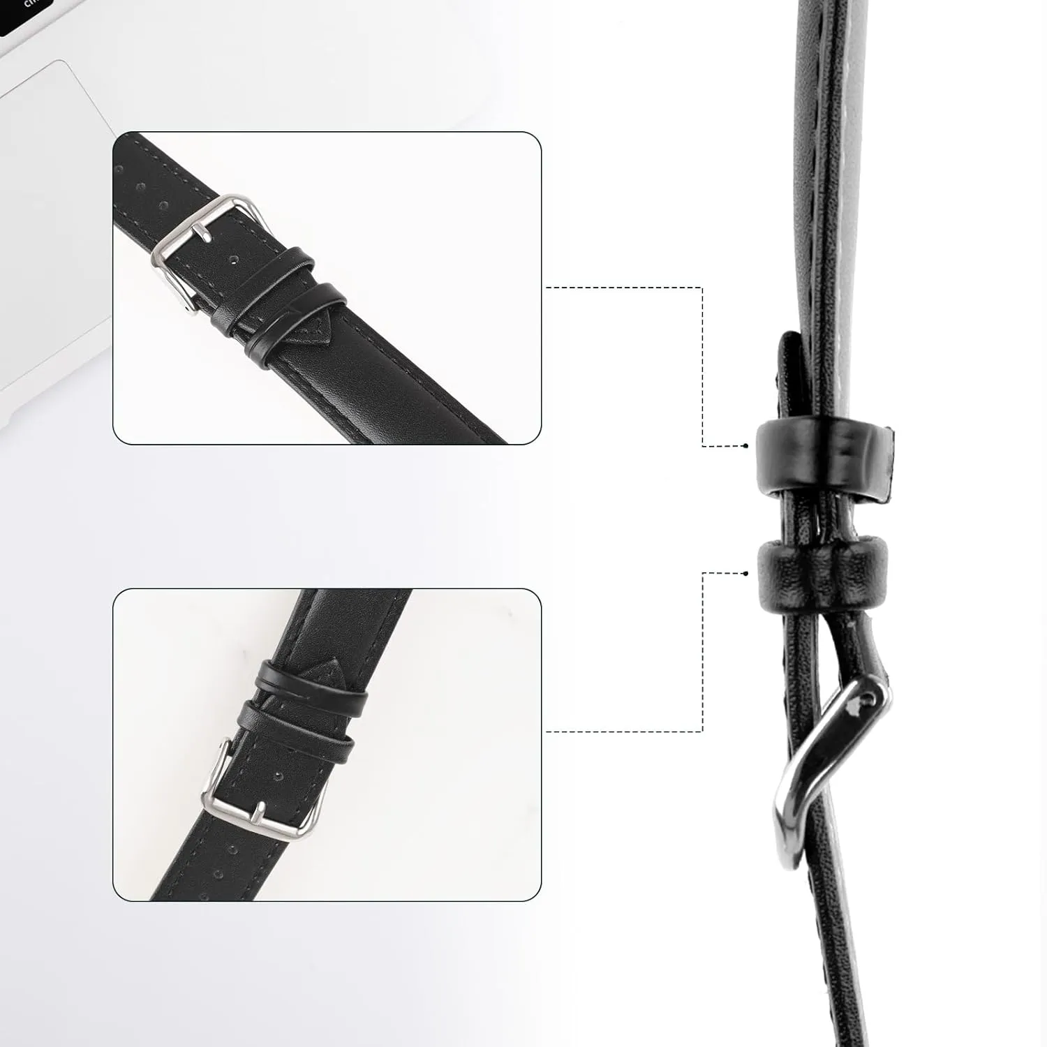 Leather Watch Band Holder, 6-Pack Dark Brown Loop Replacement Watch Band Keeper Compatible with Quartz & Smart Watches