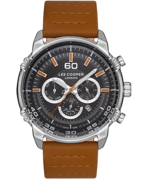 Lee Cooper  Men's Classic Dual Time Black Dial Brown Leather Watch, LC06506.355