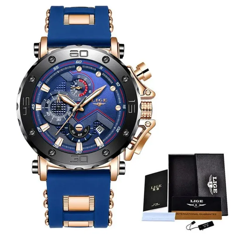 LIGE 2024 Luxury Men Watches Original Case Large Dial Watch Men Business Wristwatch Sports Watch for Men Clock Relogio Masculino