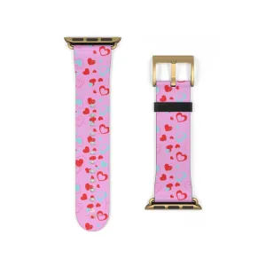 Light Pink Hearts Watch Band, Shaped V Day 38mm/42mm Watch Band For Apple Watches- Made in USA
