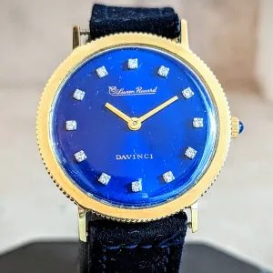 LUCIEN PICCARD Davinci Watch Blue Dial 14K GOLD Mechanical Wristwatch