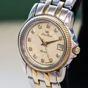 LUCIEN PICCARD Paris Diamond Ladies Watch Date Indicator Two-Tone ALL S.S. - 26023D