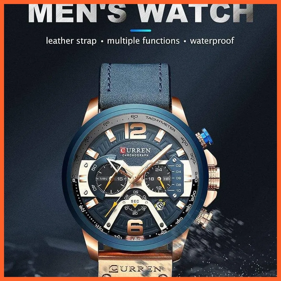 Luxury Brand Men'S Analog Leather Sports Watches | Men'S Army Military Watch Business Casual Quartz Watches