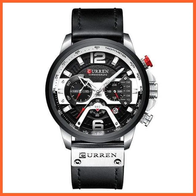 Luxury Brand Men'S Analog Leather Sports Watches | Men'S Army Military Watch Business Casual Quartz Watches