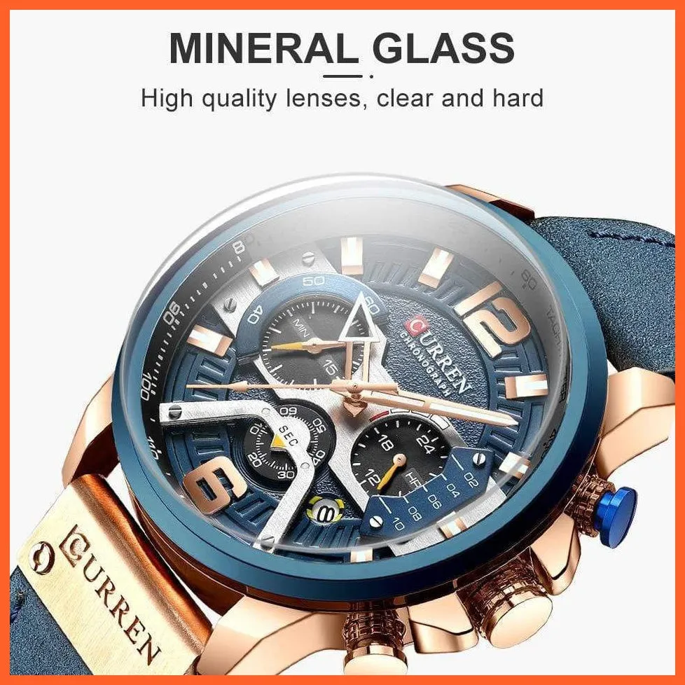 Luxury Brand Men'S Analog Leather Sports Watches | Men'S Army Military Watch Business Casual Quartz Watches