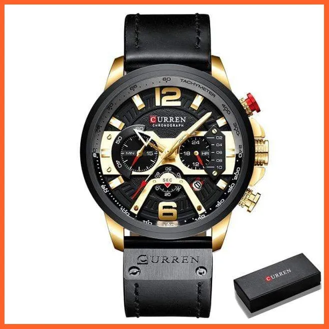 Luxury Brand Men'S Analog Leather Sports Watches | Men'S Army Military Watch Business Casual Quartz Watches