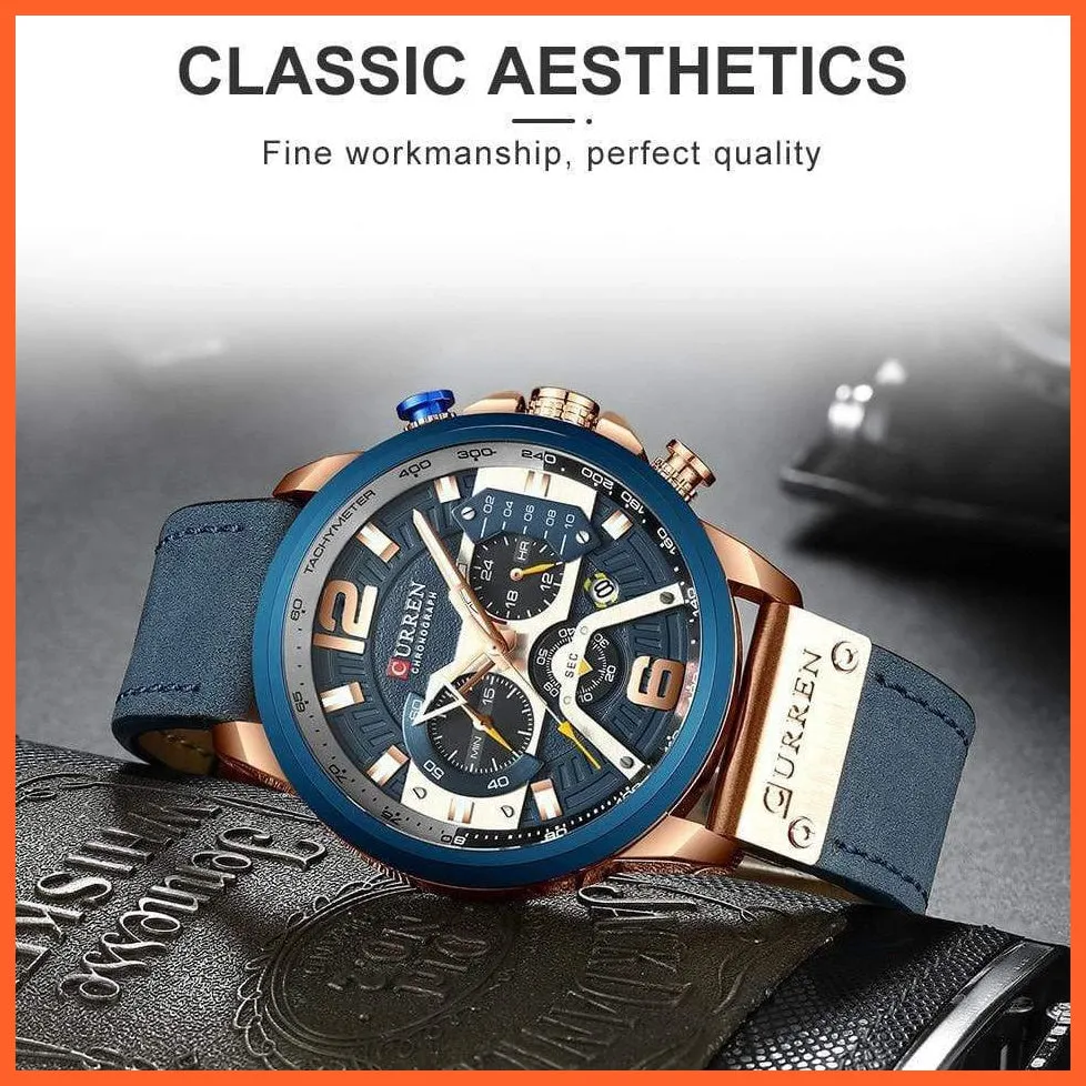 Luxury Brand Men'S Analog Leather Sports Watches | Men'S Army Military Watch Business Casual Quartz Watches