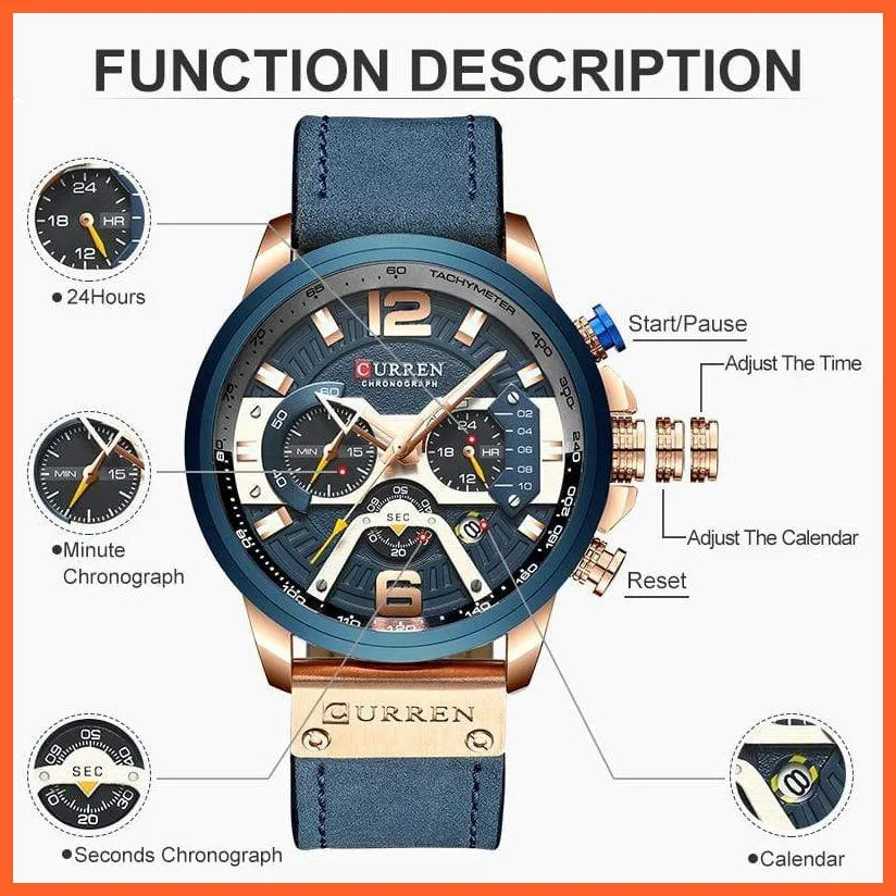 Luxury Brand Men'S Analog Leather Sports Watches | Men'S Army Military Watch Business Casual Quartz Watches