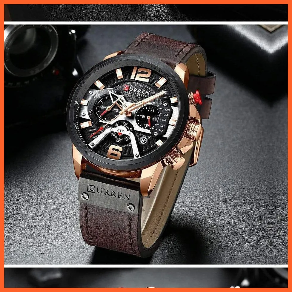 Luxury Brand Men'S Analog Leather Sports Watches | Men'S Army Military Watch Business Casual Quartz Watches