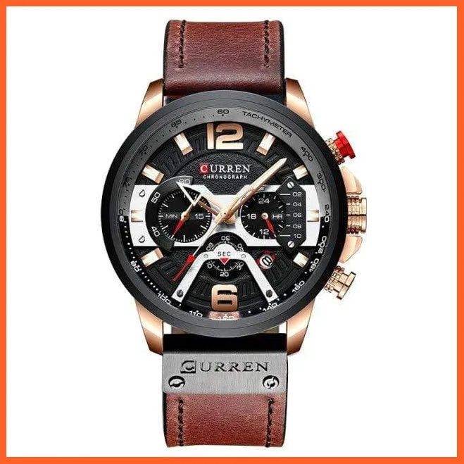 Luxury Brand Men'S Analog Leather Sports Watches | Men'S Army Military Watch Business Casual Quartz Watches