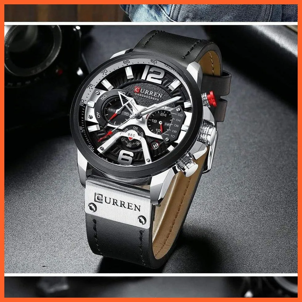 Luxury Brand Men'S Analog Leather Sports Watches | Men'S Army Military Watch Business Casual Quartz Watches