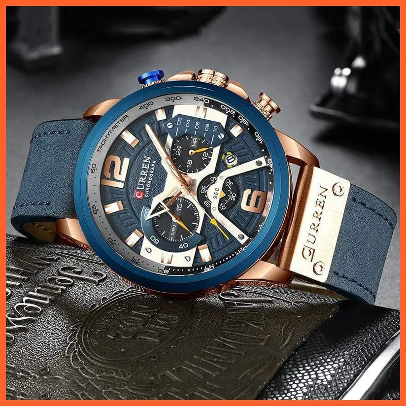 Luxury Brand Men'S Analog Leather Sports Watches | Men'S Army Military Watch Business Casual Quartz Watches