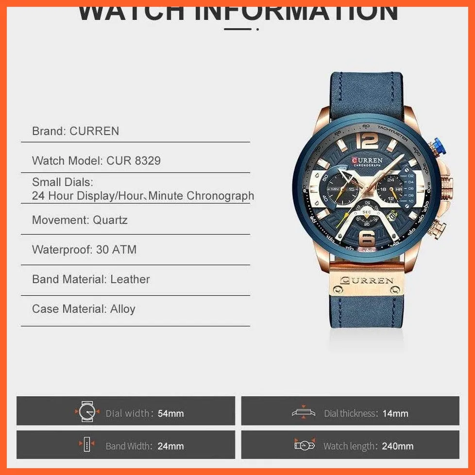 Luxury Brand Men'S Analog Leather Sports Watches | Men'S Army Military Watch Business Casual Quartz Watches