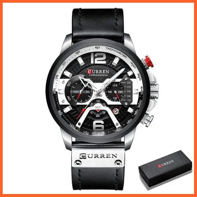 Luxury Brand Men'S Analog Leather Sports Watches | Men'S Army Military Watch Business Casual Quartz Watches