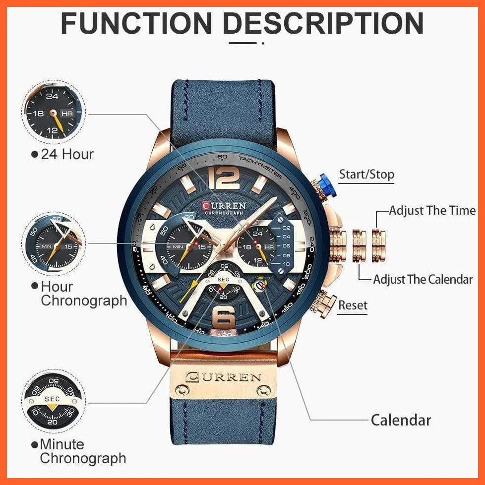 Luxury Brand Men'S Analog Leather Sports Watches | Men'S Army Military Watch Business Casual Quartz Watches