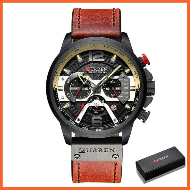 Luxury Brand Men'S Analog Leather Sports Watches | Men'S Army Military Watch Business Casual Quartz Watches