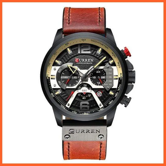 Luxury Brand Men'S Analog Leather Sports Watches | Men'S Army Military Watch Business Casual Quartz Watches