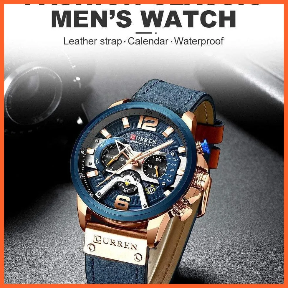 Luxury Brand Men'S Analog Leather Sports Watches | Men'S Army Military Watch Business Casual Quartz Watches