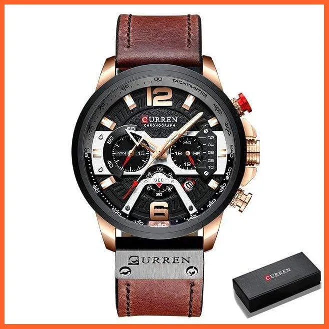 Luxury Brand Men'S Analog Leather Sports Watches | Men'S Army Military Watch Business Casual Quartz Watches