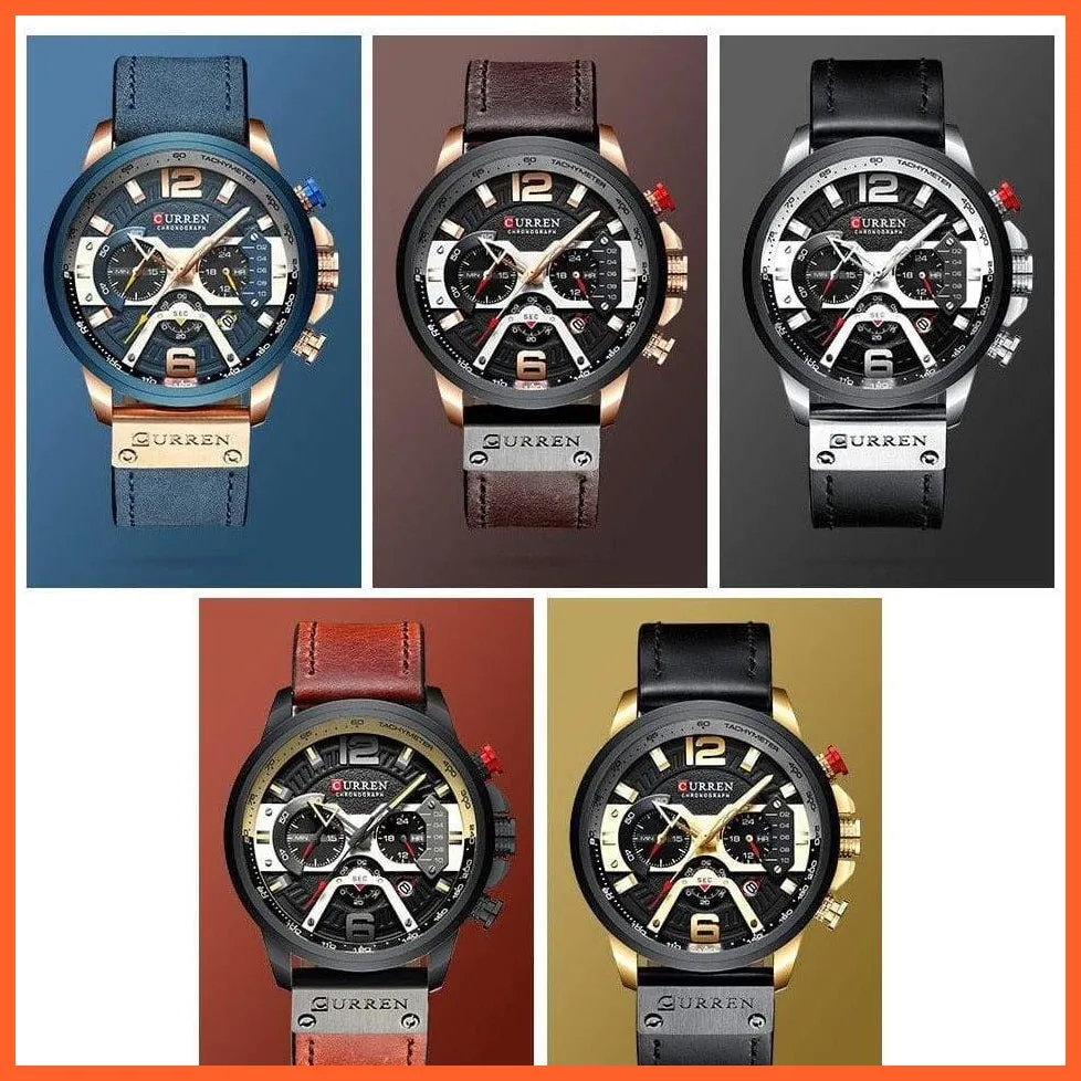 Luxury Brand Men'S Analog Leather Sports Watches | Men'S Army Military Watch Business Casual Quartz Watches