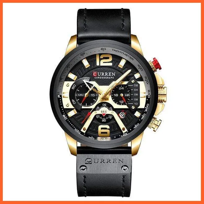 Luxury Brand Men'S Analog Leather Sports Watches | Men'S Army Military Watch Business Casual Quartz Watches
