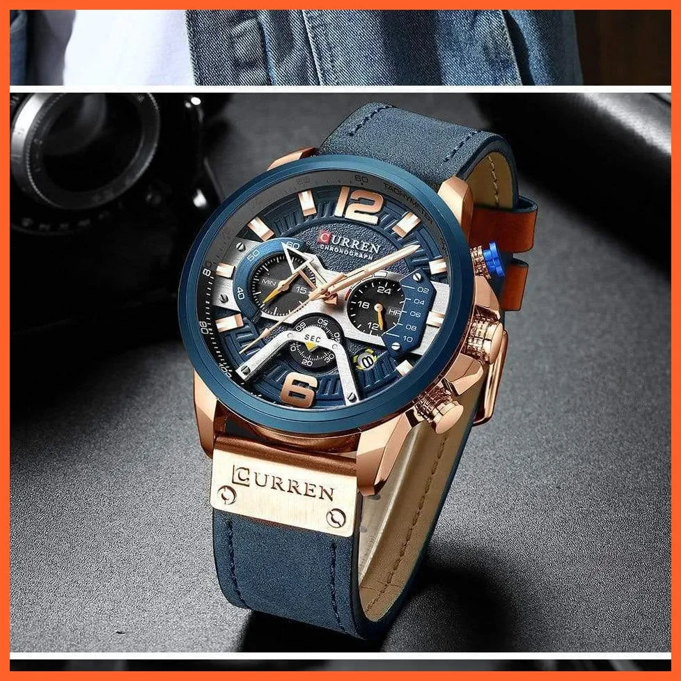 Luxury Brand Men'S Analog Leather Sports Watches | Men'S Army Military Watch Business Casual Quartz Watches