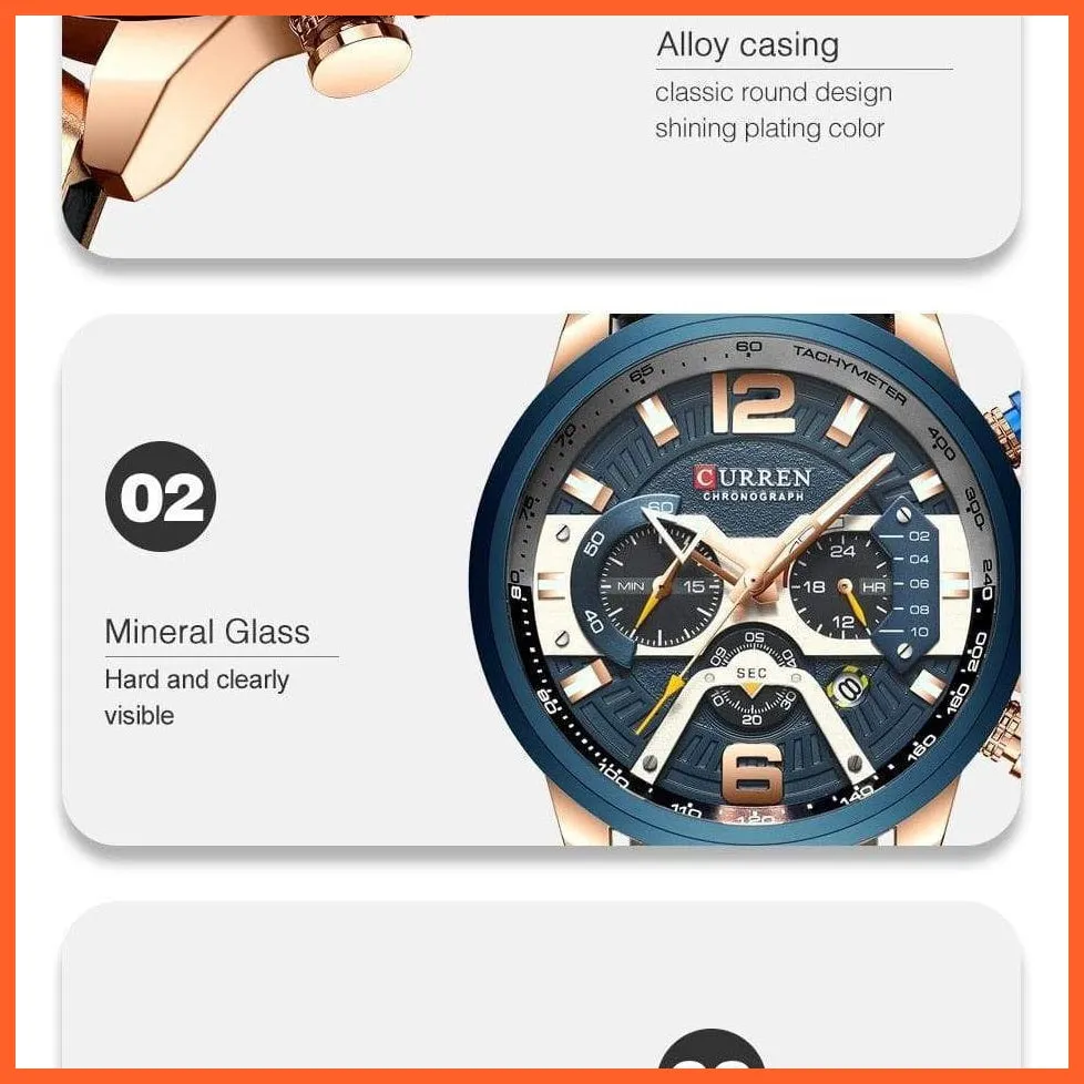 Luxury Brand Men'S Analog Leather Sports Watches | Men'S Army Military Watch Business Casual Quartz Watches