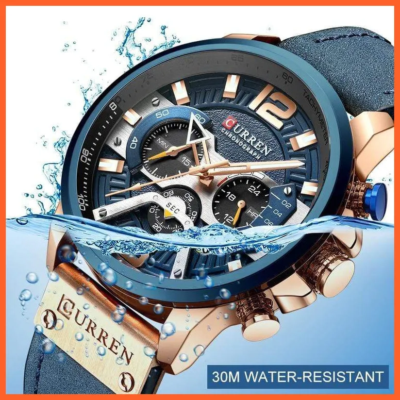 Luxury Brand Men'S Analog Leather Sports Watches | Men'S Army Military Watch Business Casual Quartz Watches