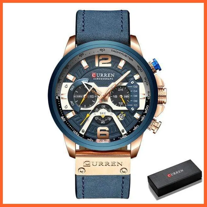 Luxury Brand Men'S Analog Leather Sports Watches | Men'S Army Military Watch Business Casual Quartz Watches