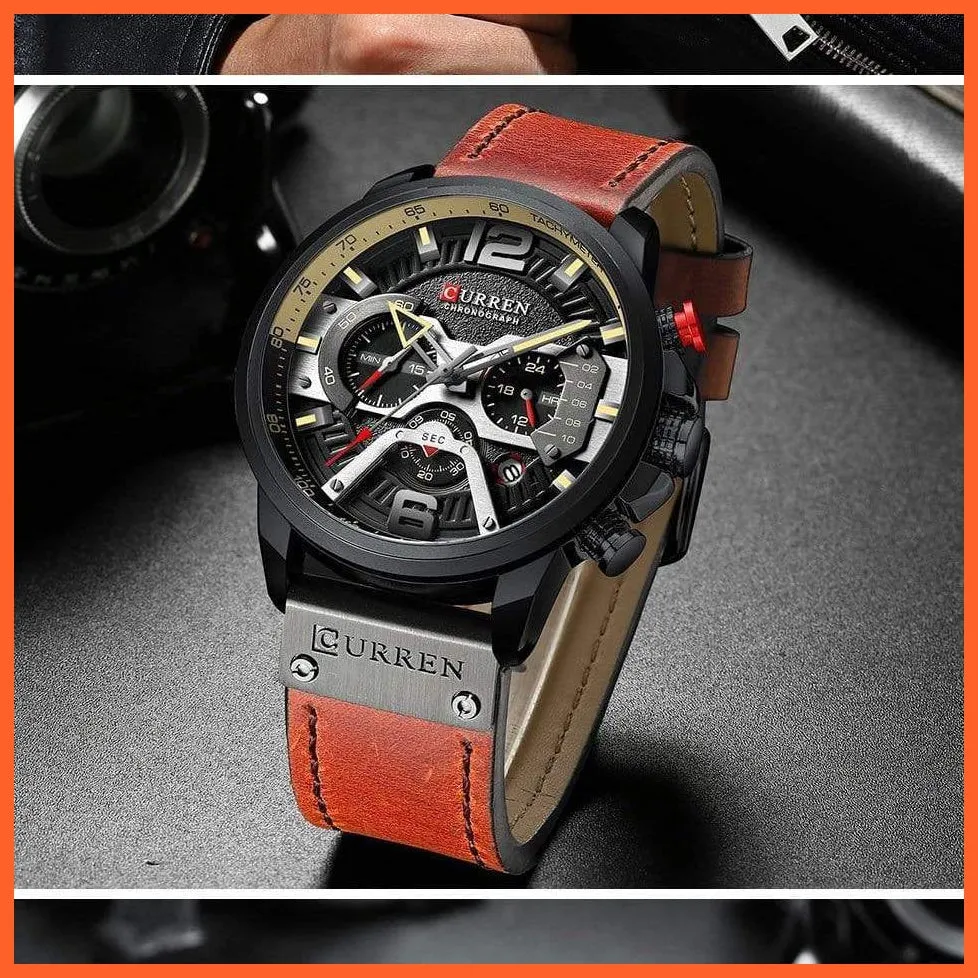Luxury Brand Men'S Analog Leather Sports Watches | Men'S Army Military Watch Business Casual Quartz Watches