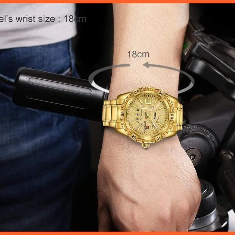 Luxury Brand Mens Sport Watch Gold Full Steel Quartz | Watches Men Date Waterproof Military Wristwatches