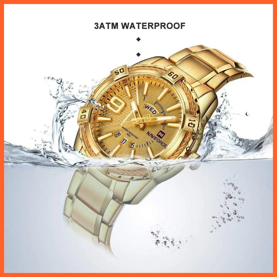 Luxury Brand Mens Sport Watch Gold Full Steel Quartz | Watches Men Date Waterproof Military Wristwatches