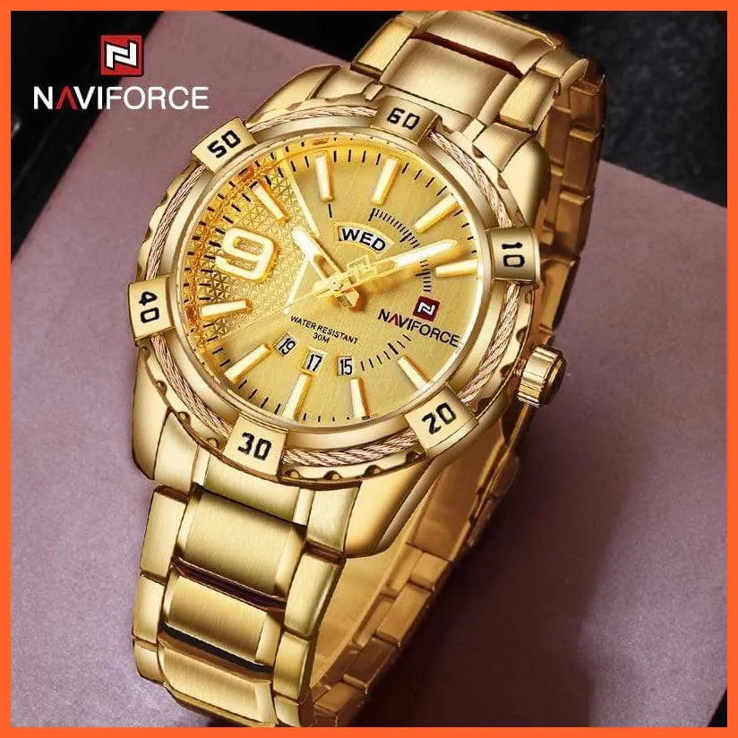 Luxury Brand Mens Sport Watch Gold Full Steel Quartz | Watches Men Date Waterproof Military Wristwatches
