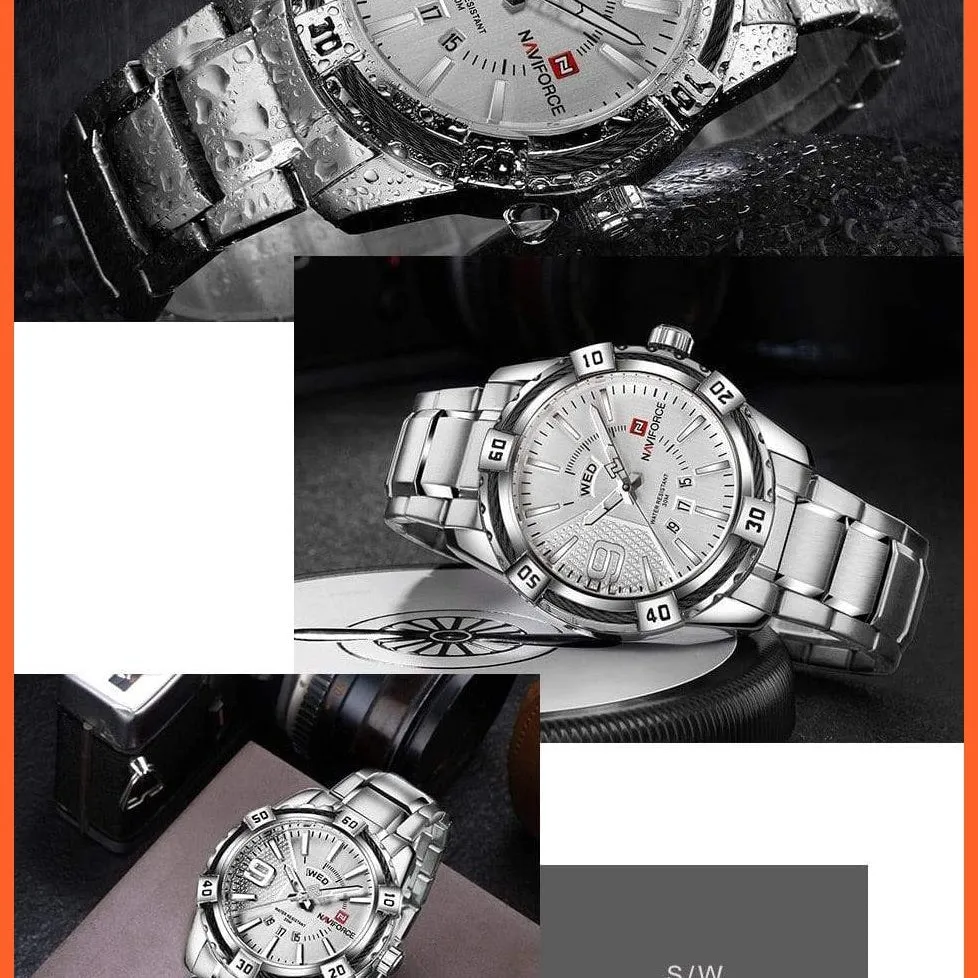 Luxury Brand Mens Sport Watch Gold Full Steel Quartz | Watches Men Date Waterproof Military Wristwatches