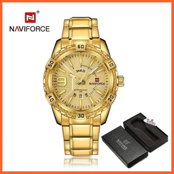 Luxury Brand Mens Sport Watch Gold Full Steel Quartz | Watches Men Date Waterproof Military Wristwatches