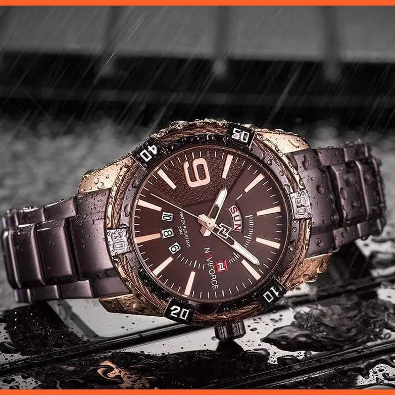 Luxury Brand Mens Sport Watch Gold Full Steel Quartz | Watches Men Date Waterproof Military Wristwatches