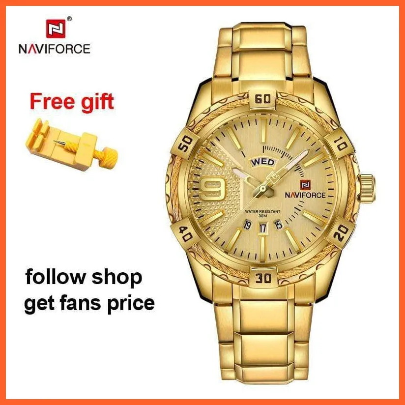 Luxury Brand Mens Sport Watch Gold Full Steel Quartz | Watches Men Date Waterproof Military Wristwatches