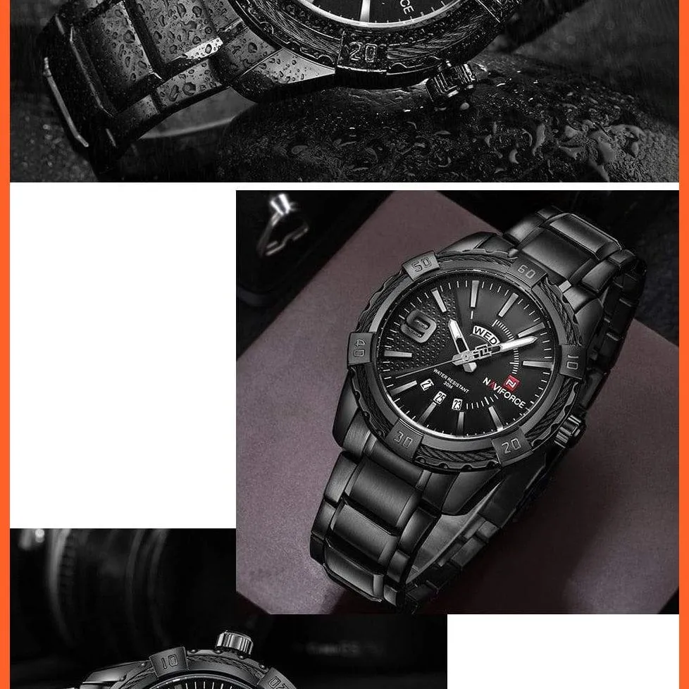 Luxury Brand Mens Sport Watch Gold Full Steel Quartz | Watches Men Date Waterproof Military Wristwatches