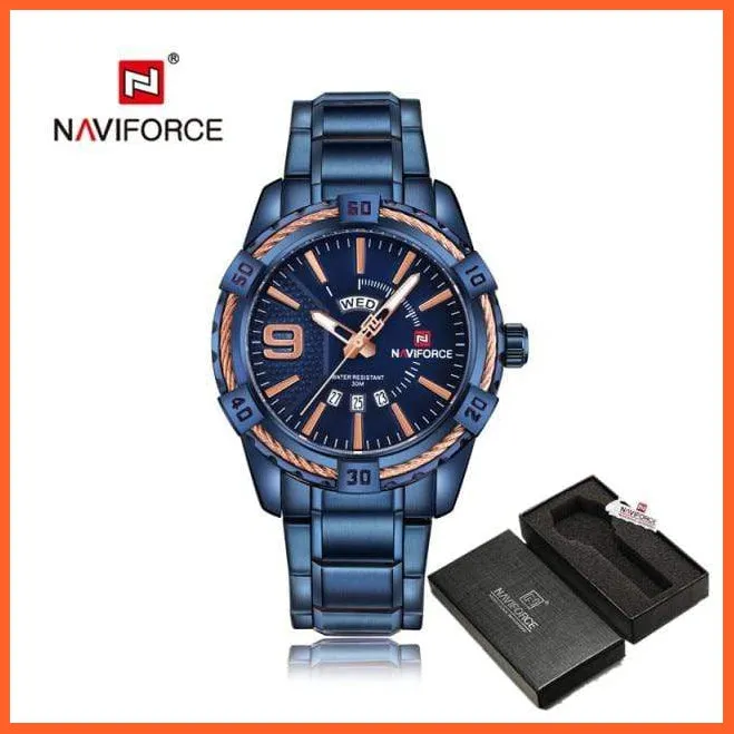 Luxury Brand Mens Sport Watch Gold Full Steel Quartz | Watches Men Date Waterproof Military Wristwatches