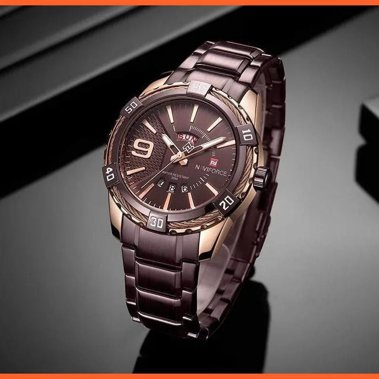 Luxury Brand Mens Sport Watch Gold Full Steel Quartz | Watches Men Date Waterproof Military Wristwatches