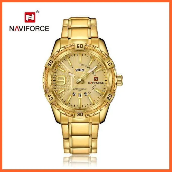 Luxury Brand Mens Sport Watch Gold Full Steel Quartz | Watches Men Date Waterproof Military Wristwatches