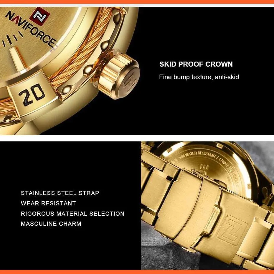 Luxury Brand Mens Sport Watch Gold Full Steel Quartz | Watches Men Date Waterproof Military Wristwatches