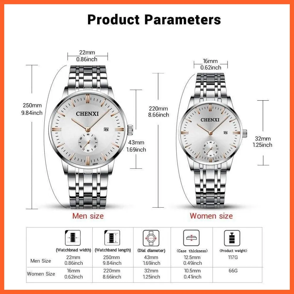 Luxury Stainless Steel Couple'S Wristwatches |  Fashion Watches Men Women Quartz Watch | Silver Stainless Steel Waterproof  Watches