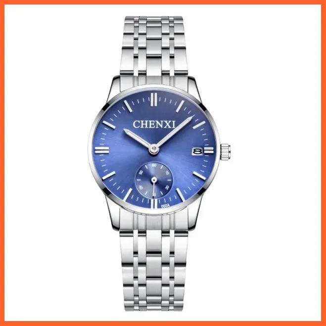 Luxury Stainless Steel Couple'S Wristwatches |  Fashion Watches Men Women Quartz Watch | Silver Stainless Steel Waterproof  Watches