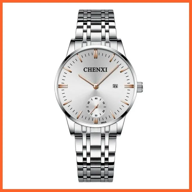 Luxury Stainless Steel Couple'S Wristwatches |  Fashion Watches Men Women Quartz Watch | Silver Stainless Steel Waterproof  Watches