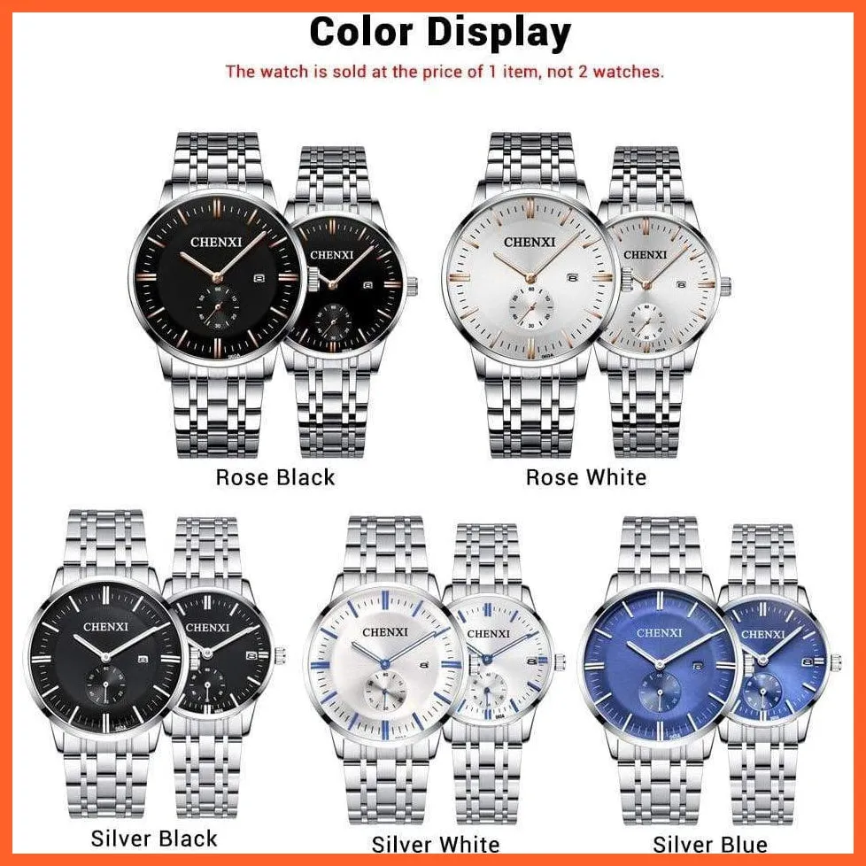 Luxury Stainless Steel Couple'S Wristwatches |  Fashion Watches Men Women Quartz Watch | Silver Stainless Steel Waterproof  Watches