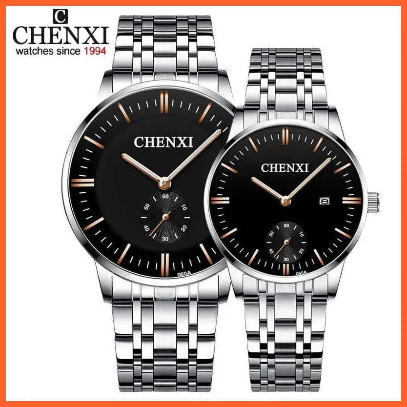 Luxury Stainless Steel Couple'S Wristwatches |  Fashion Watches Men Women Quartz Watch | Silver Stainless Steel Waterproof  Watches